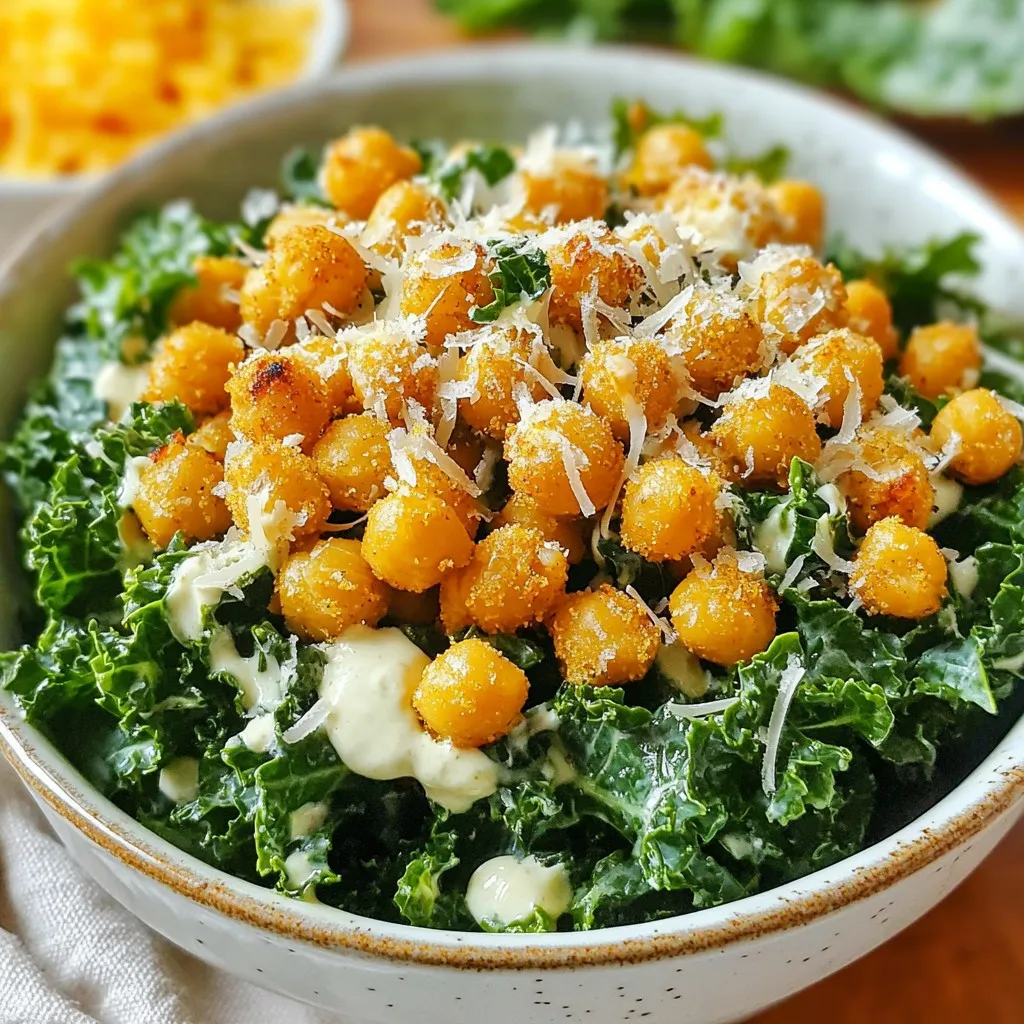 Kale Caesar Salad with Crispy Chickpeas Delight
