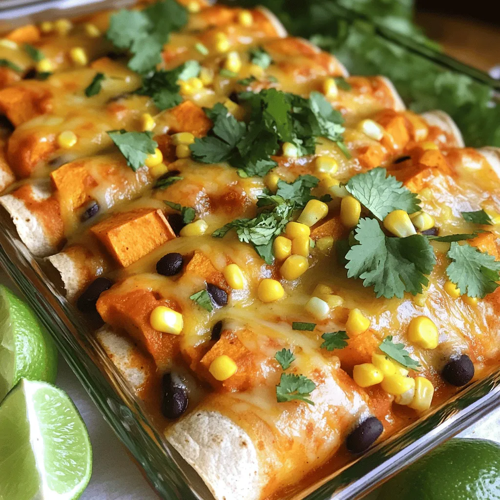 Savory 14. Sweet Potato and Black Bean Enchiladas Recipe