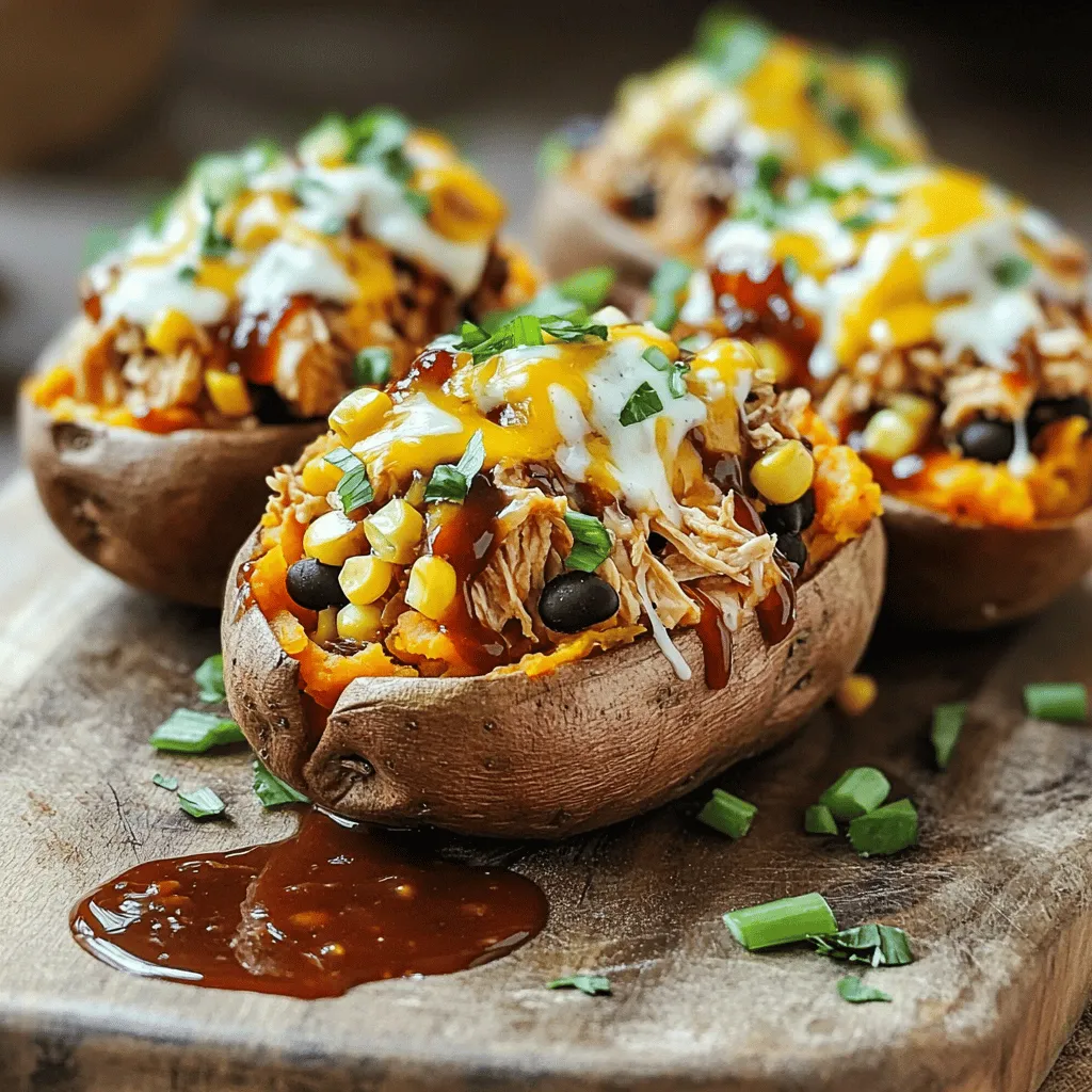 BBQ Ranch Chicken Stuffed Sweet Potatoes Delight