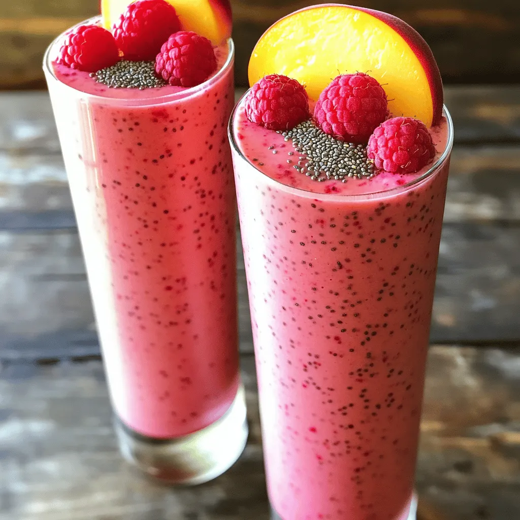Peach Raspberry Chia Smoothie Fresh and Healthy Treat