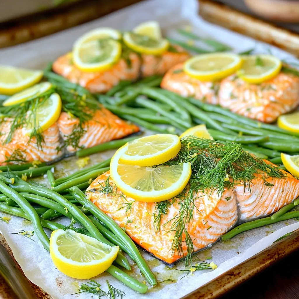 Sheet Pan Lemon Dill Salmon Green Beans Delight
