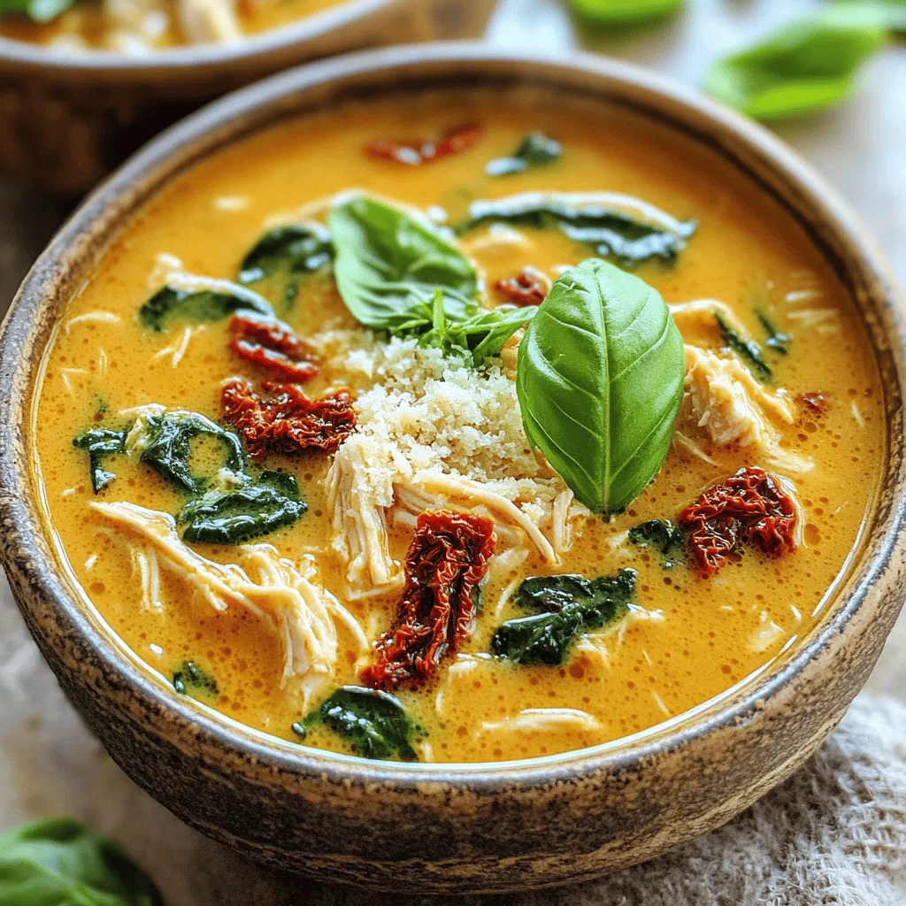 Slow Cooker Creamy Sun-Dried Tomato Chicken Soup Delight