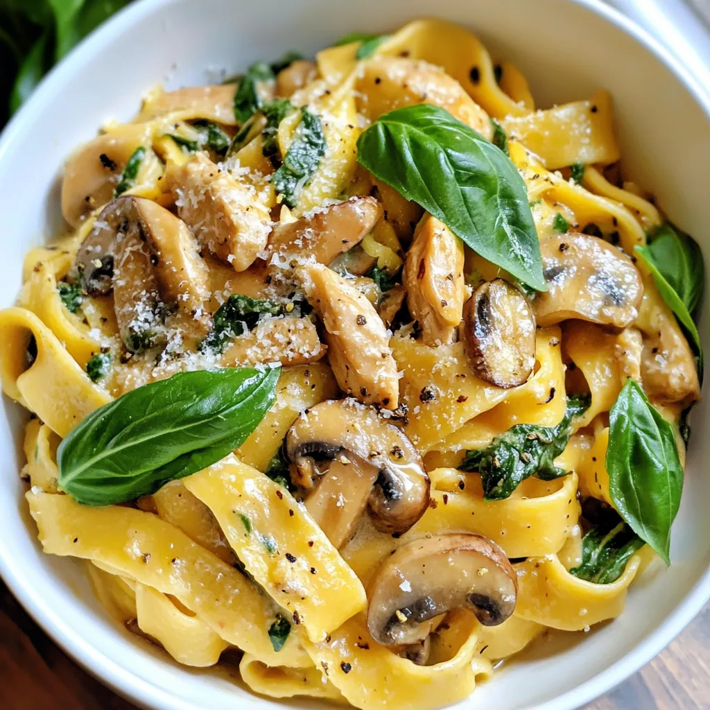 Creamy Spinach Mushroom Chicken Pasta Delightful Dish