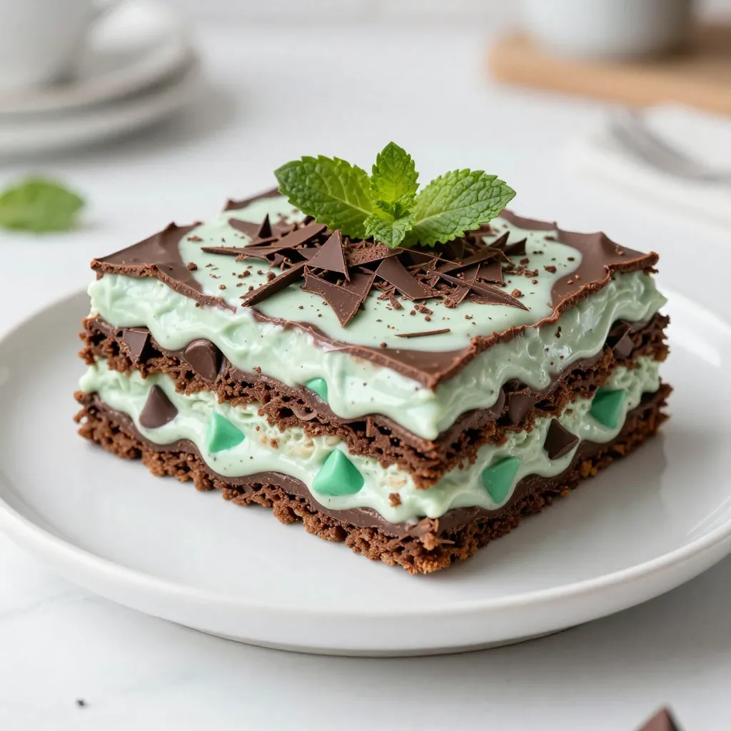 No-Bake Mint Chocolate Lasagna Dessert Delight