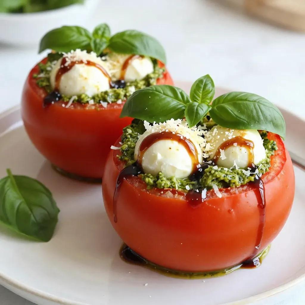 Pesto Mozzarella Stuffed Tomatoes Fresh and Tasty Dish