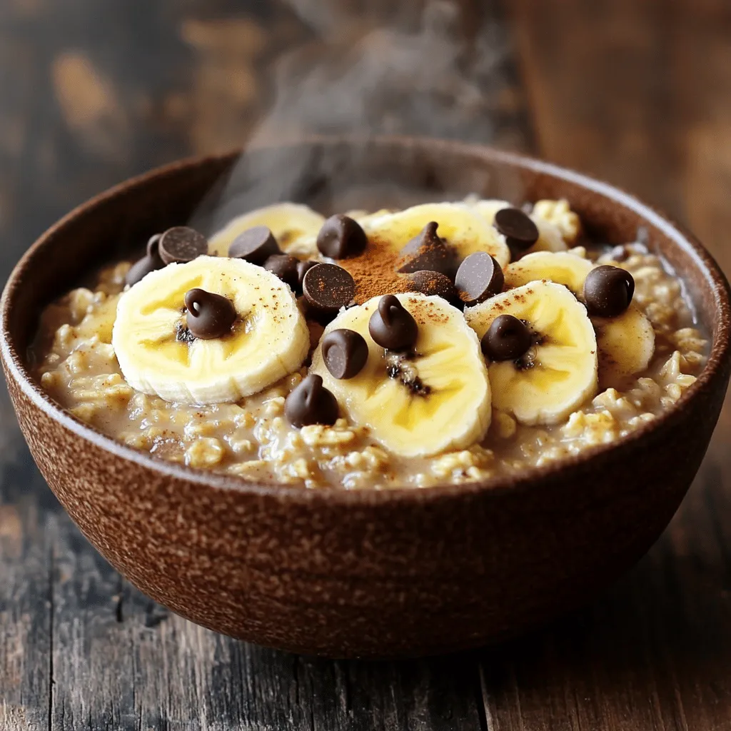 Chocolate Chip Banana Oatmeal Creamy Breakfast Treat