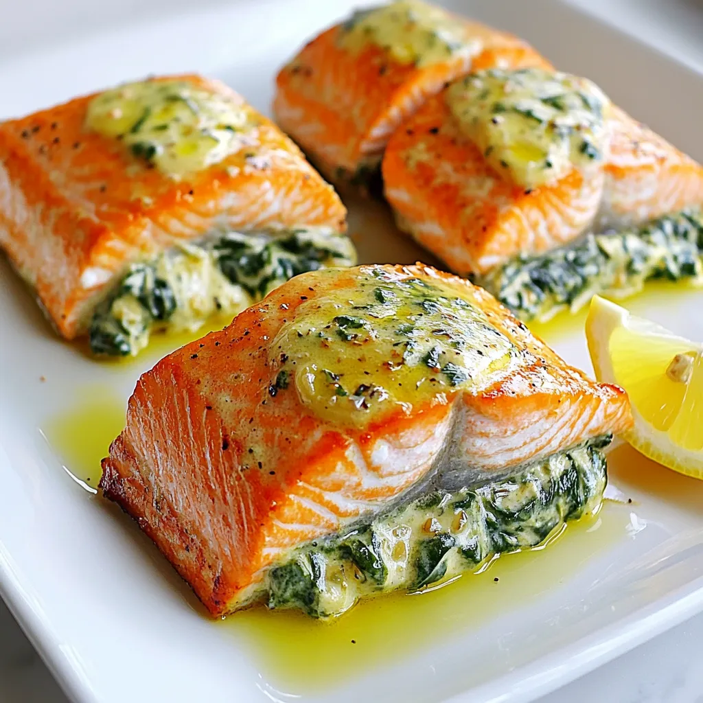 Creamy Garlic Spinach Stuffed Salmon Delicious Dish