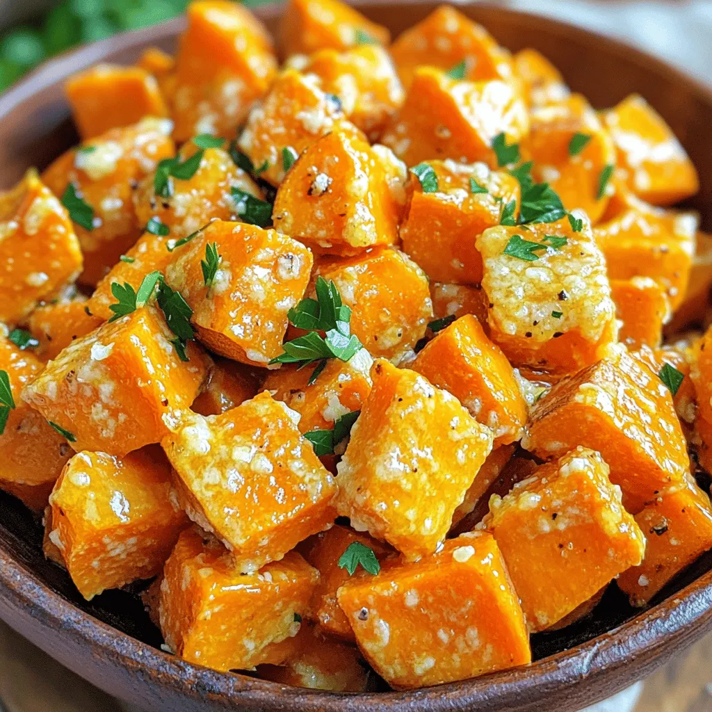 Garlic Parmesan Roasted Sweet Potatoes Delightful Side