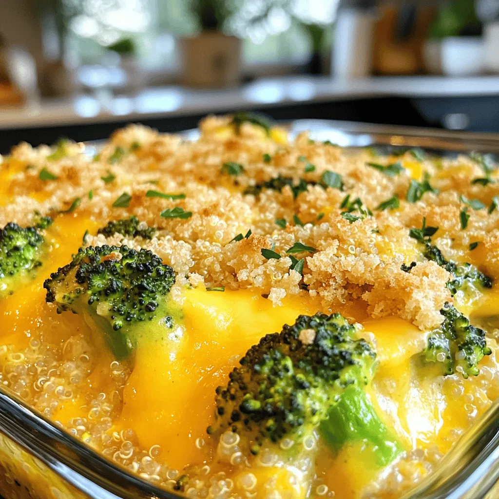 Creamy Broccoli Cheddar Quinoa Casserole Delight