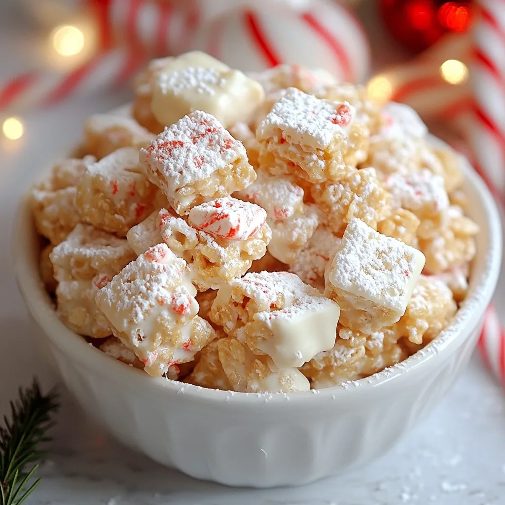 Peppermint White Chocolate Muddy Buddies Delight