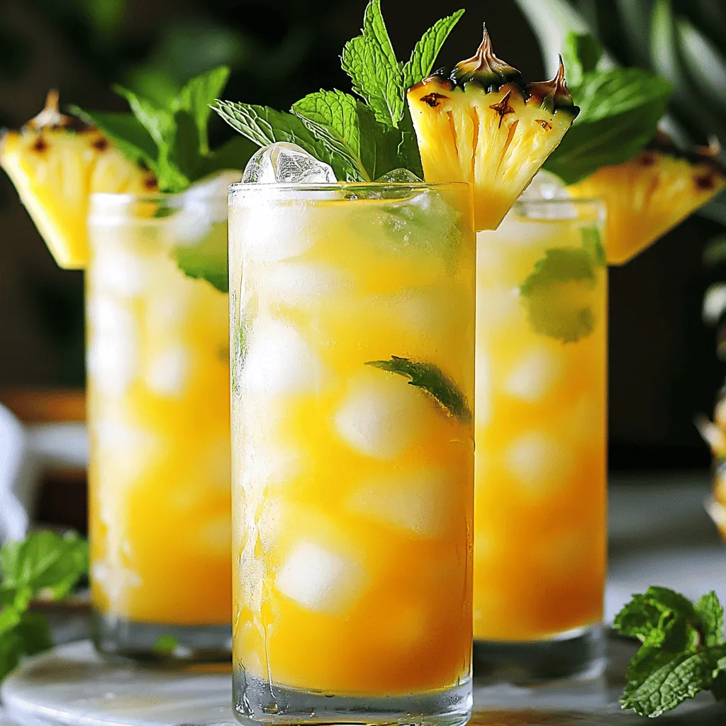Minty Pineapple Cooler Refreshing Summer Beverage