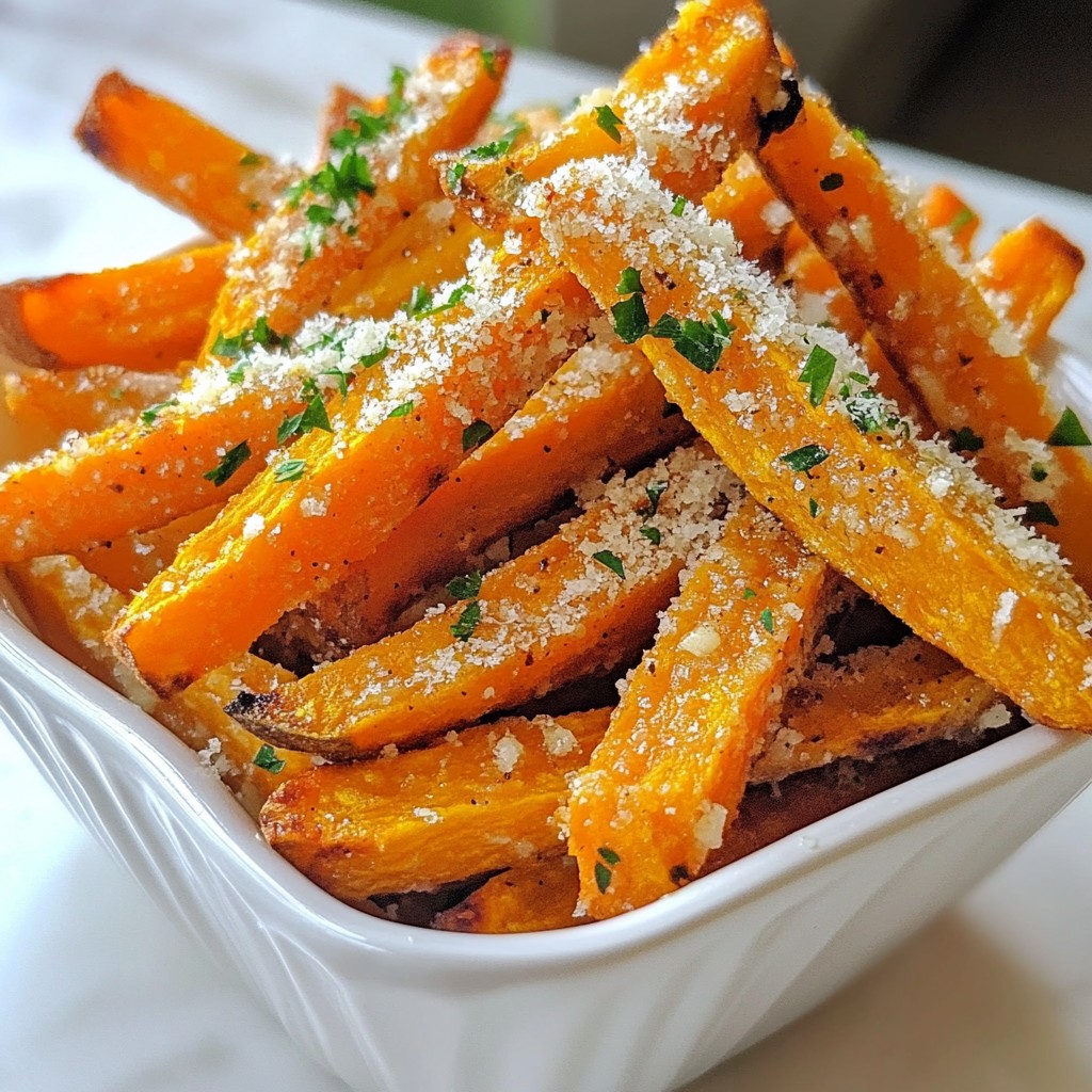 Parmesan Garlic Sweet Potato Fries Crispy and Flavorful