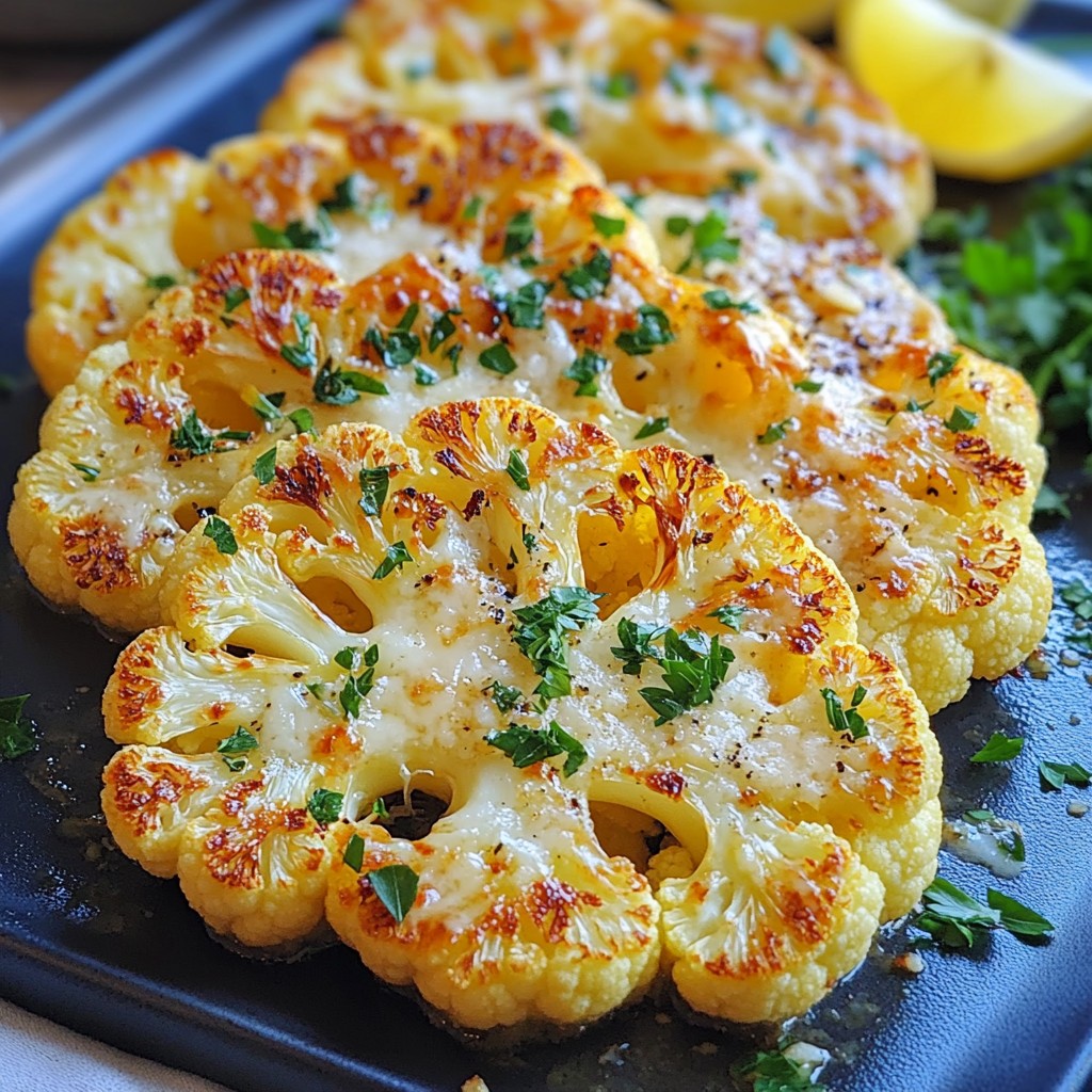 Garlic Parmesan Cauliflower Steaks Tasty Oven Treat